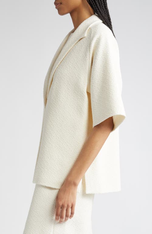 Lafayette 148 New York Wing Collar Short Sleeve Bouclé Jacket In Neutral