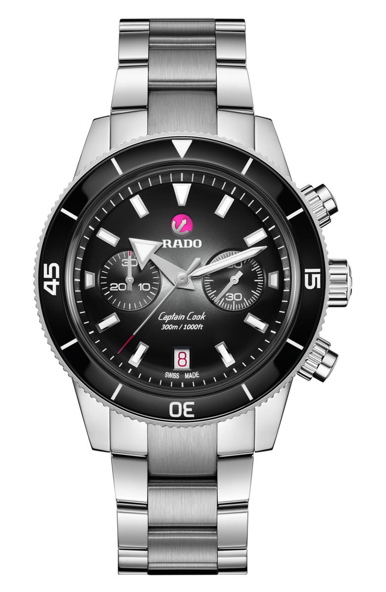 RADO Capitan Cook Automatic Chronograph Bracelet Watch, 43mm, Main, color, 