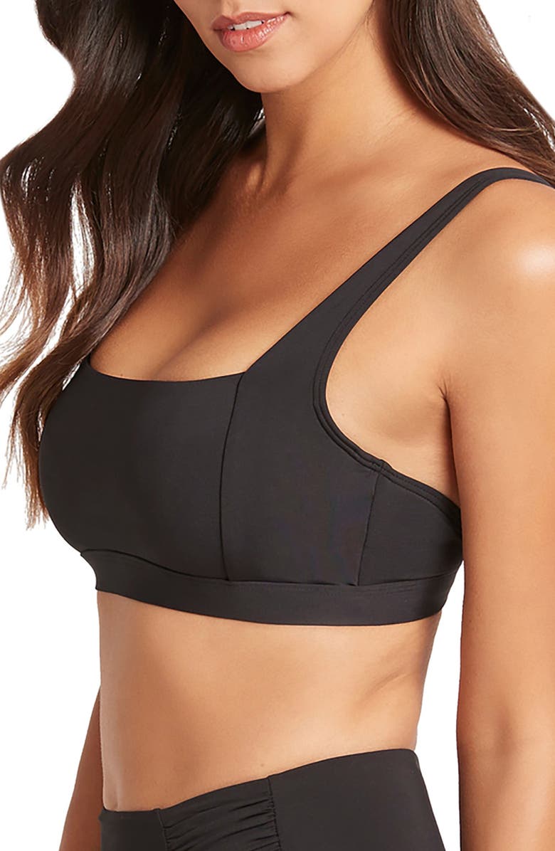Sea Level Square Neck Bralette Bikini Top, Alternate, color, 
