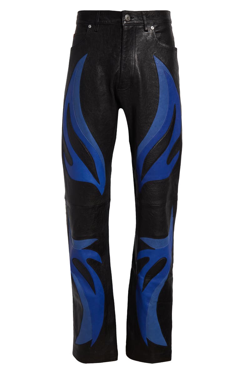 Martine Rose Appliqué Leather Trousers, Alternate, color, 