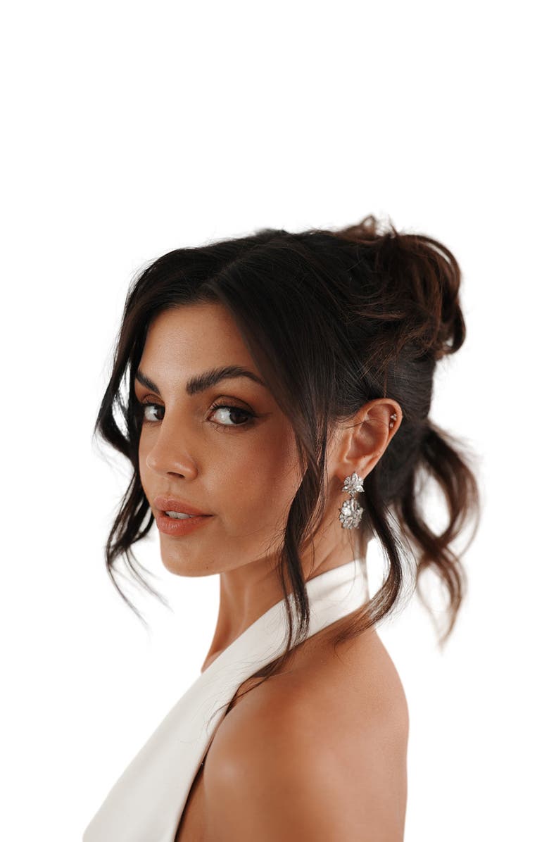 Untamed Petals Empress Crystal Earrings, Alternate, color, Silver