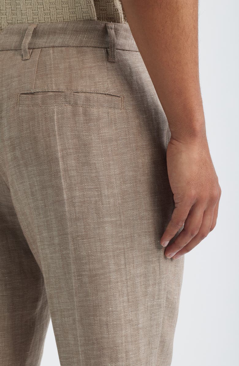 Bugatchi Linen Herringbone Chinos, Alternate, color, Tobacco