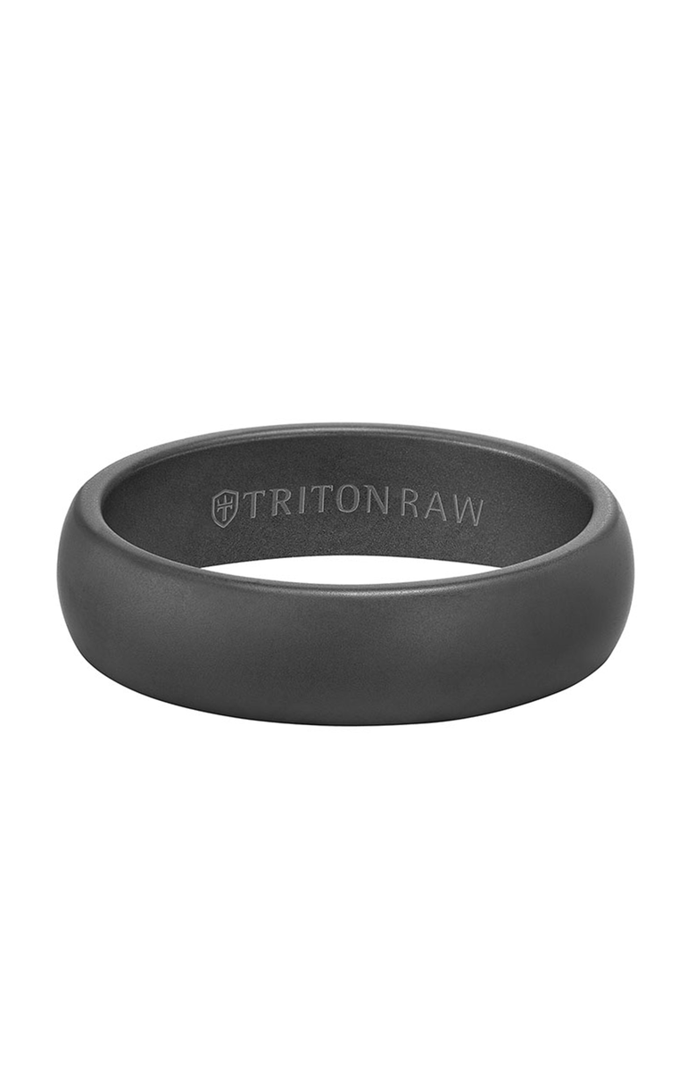 Triton 6MM Tungsten Raw Black DLC Ring with Dome Profile and Rolled Edge, Alternate, color, 
