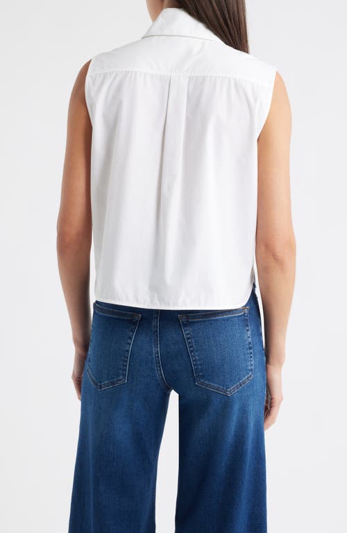 Frame The Prep Embellished Sleeveless Button-up Shirt In White