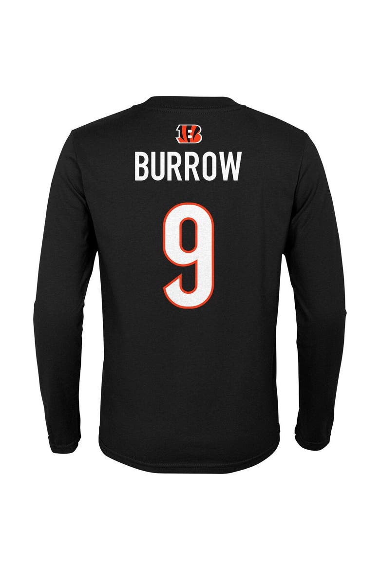 Youth Joe Burrow Black Cincinnati Bengals Mainliner Player Name & Number Long Sleeve T-Shirt, Alternate, color, Black