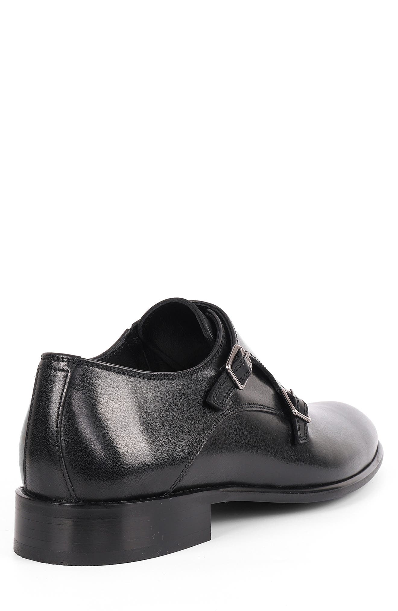 VELLAPAIS Nemo Double Monk Strap Leather Loafer, Alternate, color, Black