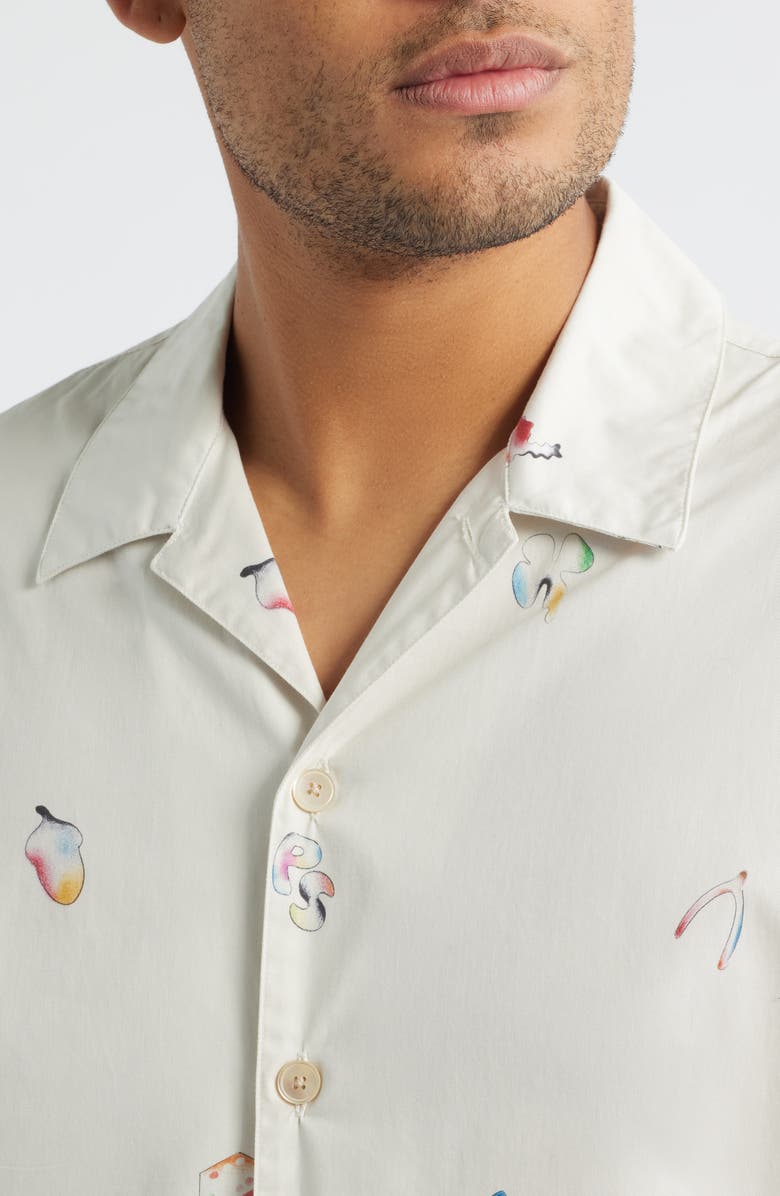 PS Paul Smith Casual Fit Print Cotton Camp Shirt, Alternate, color, Off White