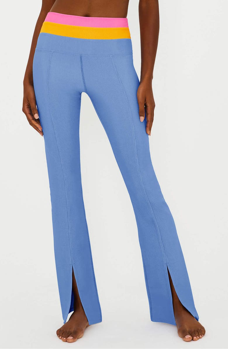 Beach Riot Amalfi Split Cuff Rib Flare Pants, Main, color, Daydreamer Colorblock