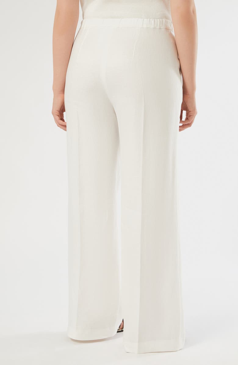 Marina Rinaldi Canapa Linen Wide Leg Pants, Alternate, color, White