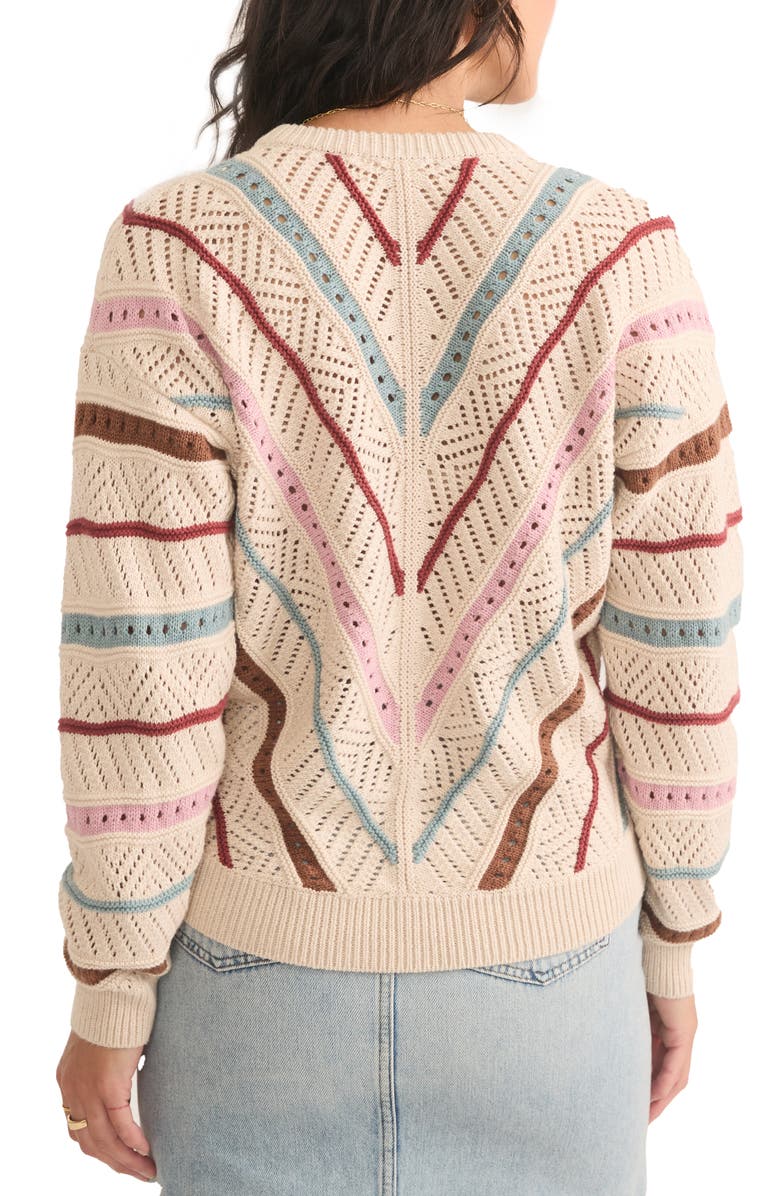 Marine Layer Brooke Stripe Open Stitch Crewneck Sweater, Alternate, color,