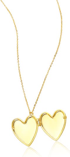 14K Gold Plated Heart Locket Pendant Necklace