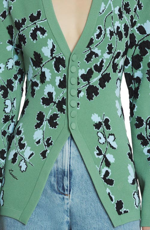 Lanvin Tailored Jacquard Cardigan In Vert De Gris