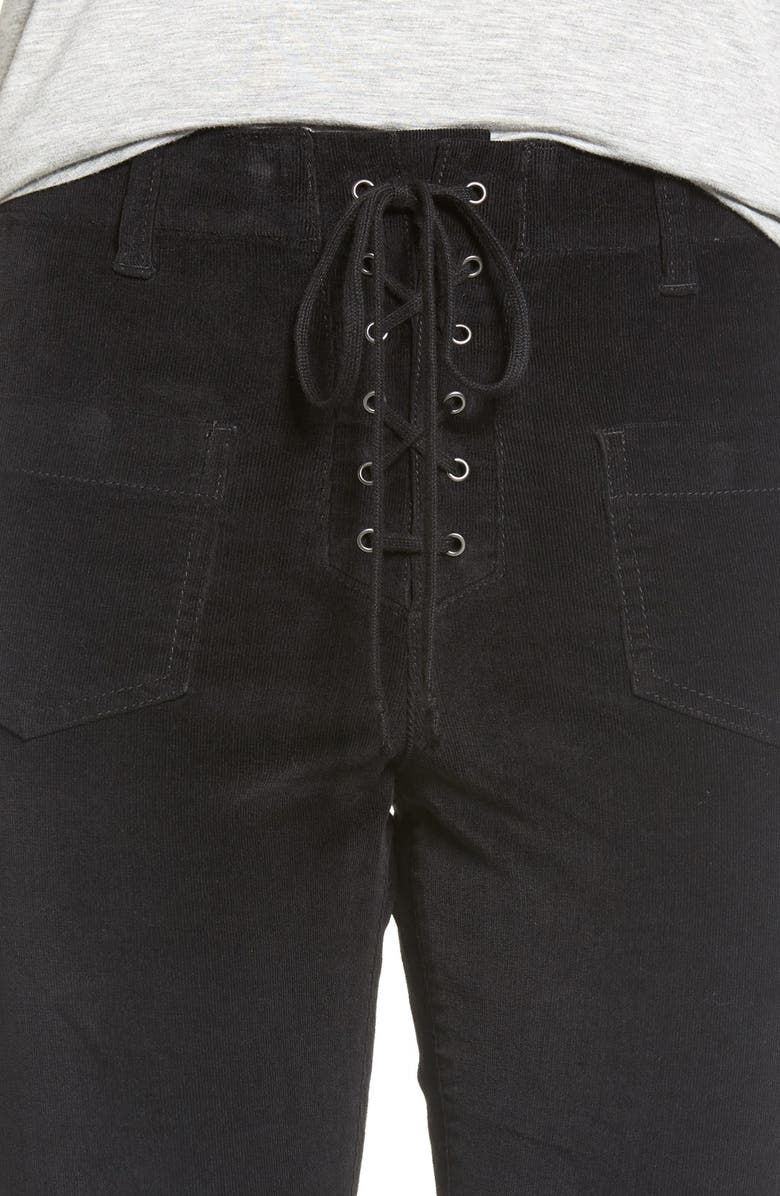 Sun & Shadow Lace-Up Flare Corduroy Pants, Alternate, color, 