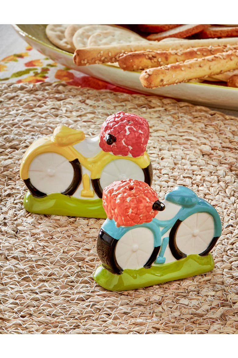Flower Basket Ceramic Salt and Pepper Shakers Set of Two, Alternate, color, Multicolored