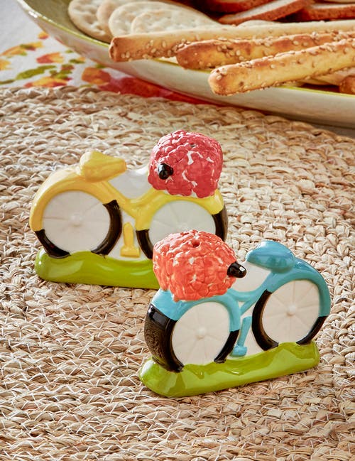 Tag Flower Basket Ceramic Salt And Pepper Shakers Set Of Two In Multi