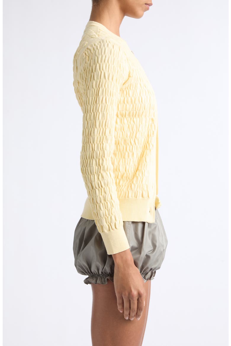 The Shirred Knit Cotton & Cashmere Cardigan, Alternate, color, LEMON
