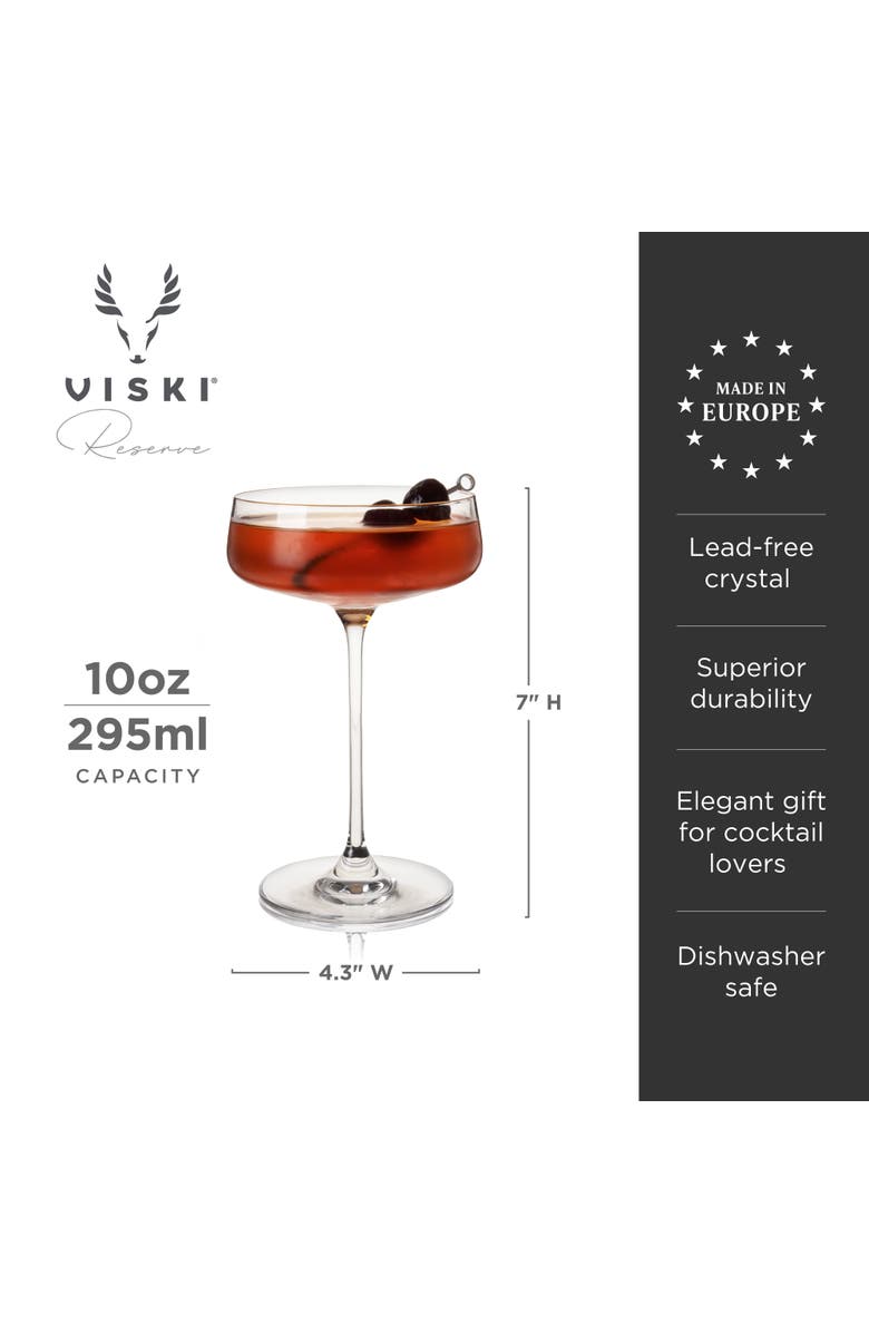 Viski Reserve Julien Crystal Coupes Set of 4, Alternate, color, Clear