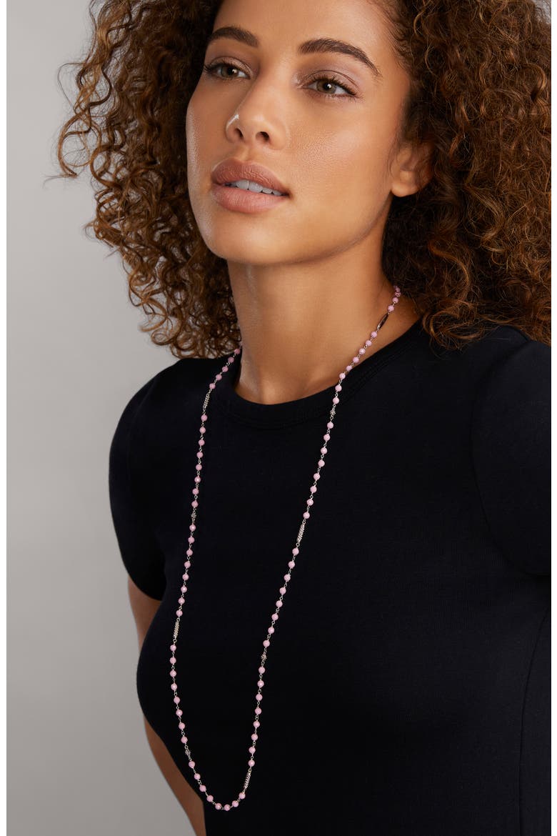 Caviar Icon Pink Ceramic Bead Long Necklace, Alternate, color, PINK