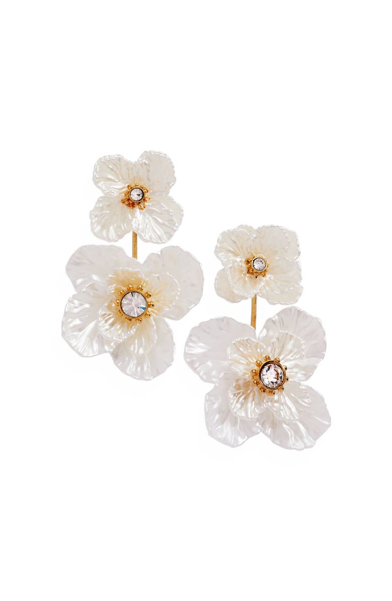 Alex and Ani New York Botanical Garden<sup>®</sup> 2-in-1 Poppy Statement Earrings, Main, color, White
