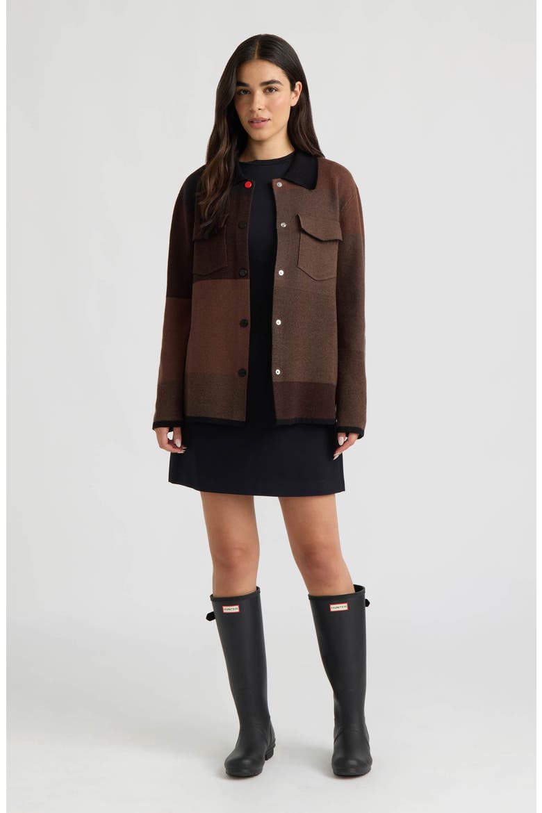 Colorblock Sweater Shacket, Alternate, color, BLACK/ BROWN COLOR BLOCK
