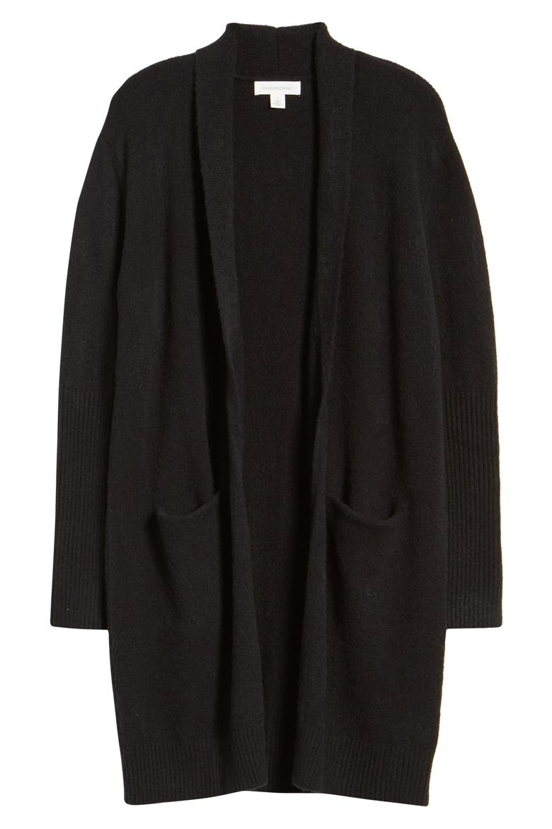 Rib Knit Detail Cardigan, Alternate, color, BLACK