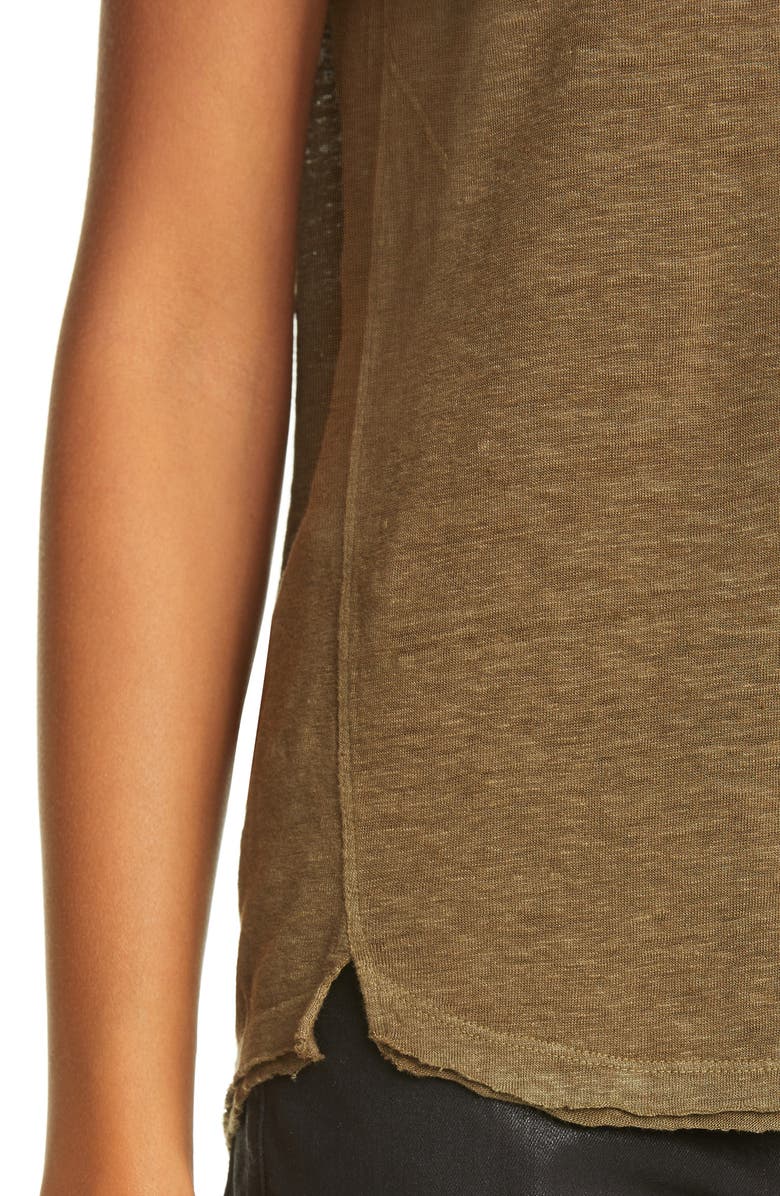 FRAME Easy True Organic Linen T-Shirt, Alternate, color, Military