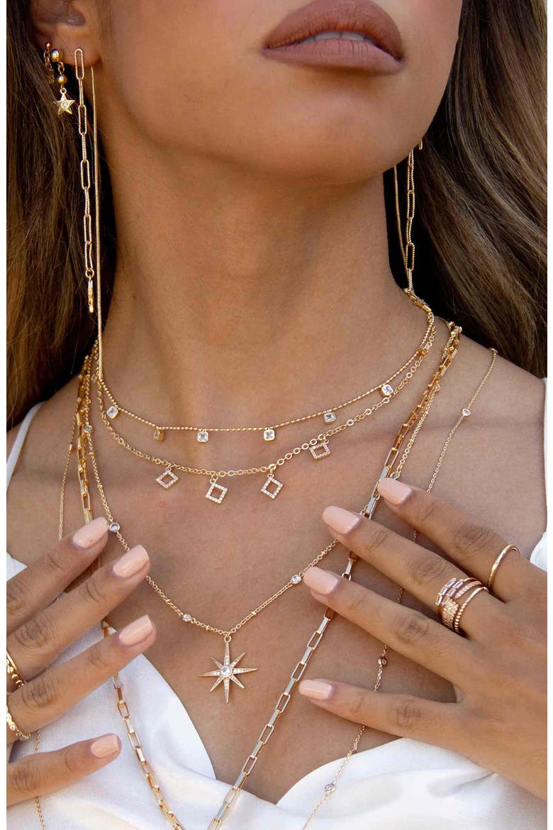 Crystal Star Necklace, Alternate, color, GOLD