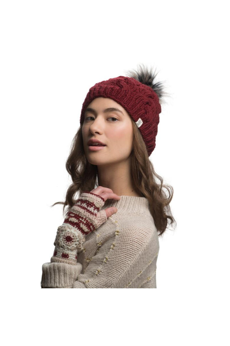 Boheme Cable Beanie w/ Faux Fur Pom, Alternate, color, Smoke