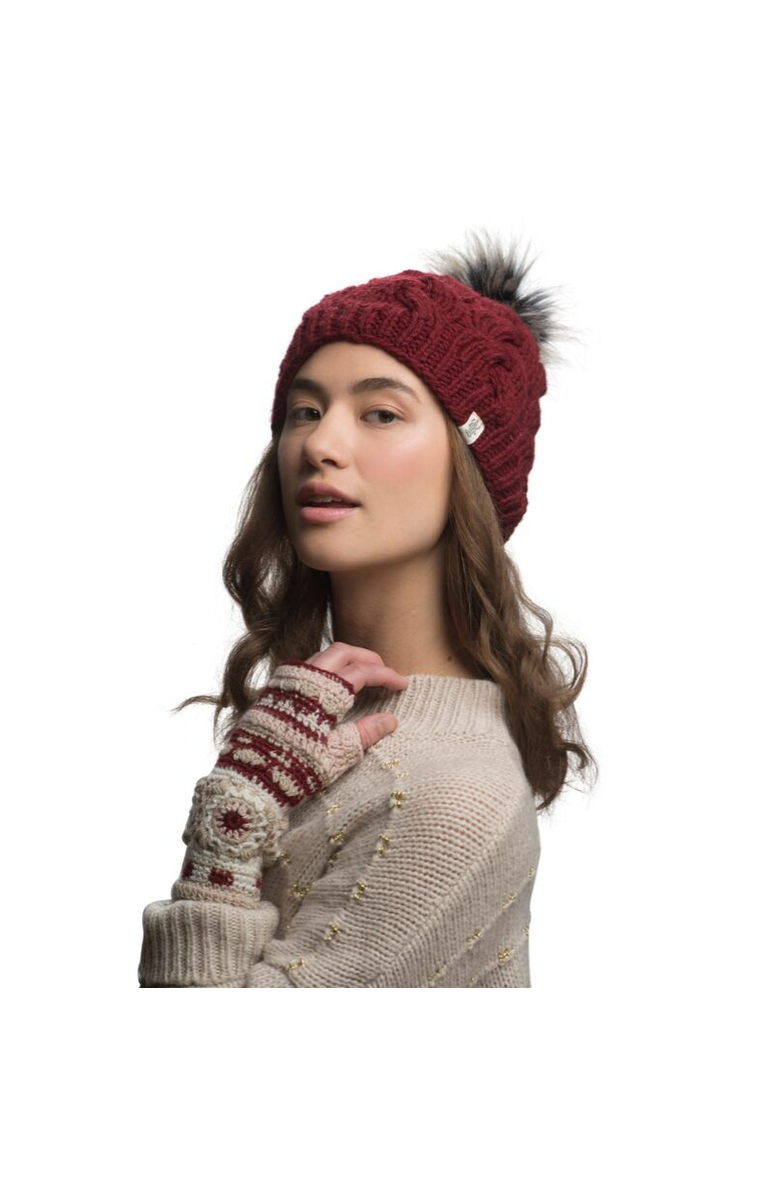 Nirvanna Designs Boheme Cable Beanie w/ Faux Fur Pom, Alternate, color, Black