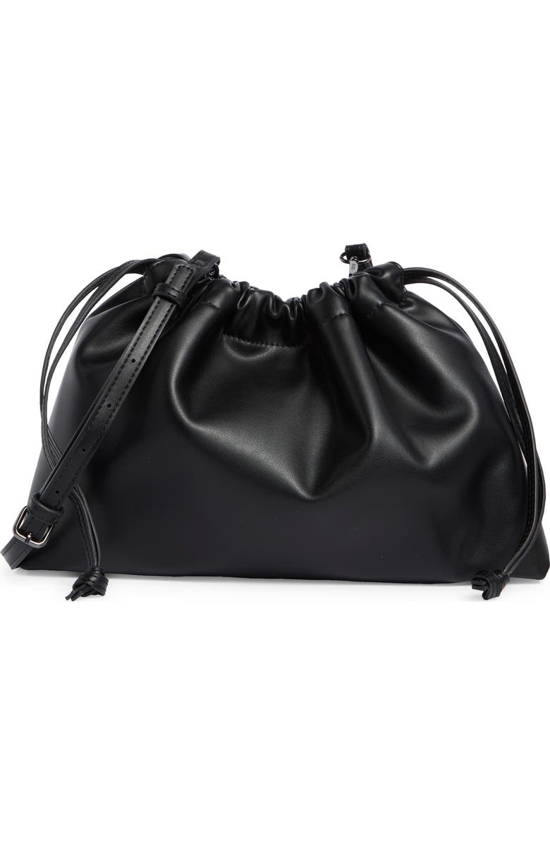 BCBG Drawstring Clutch, Main, color, Black