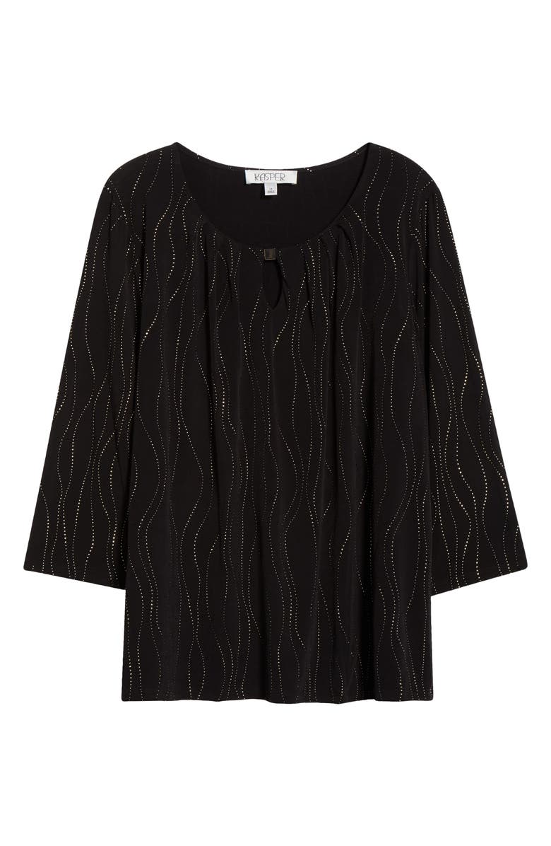 KASPER Rhinestone Keyhole Top, Alternate, color, Black/ Gold