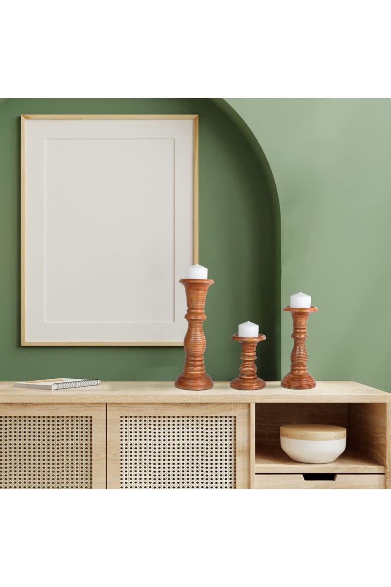 Jharna Pillar Candleholder Set - Natural, Alternate, color, Natural