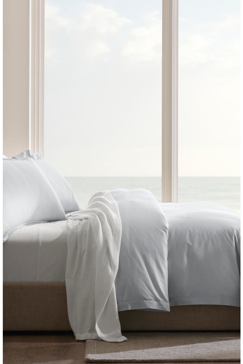 Signature Hemmed Duvet Set, Alternate, color, SKY