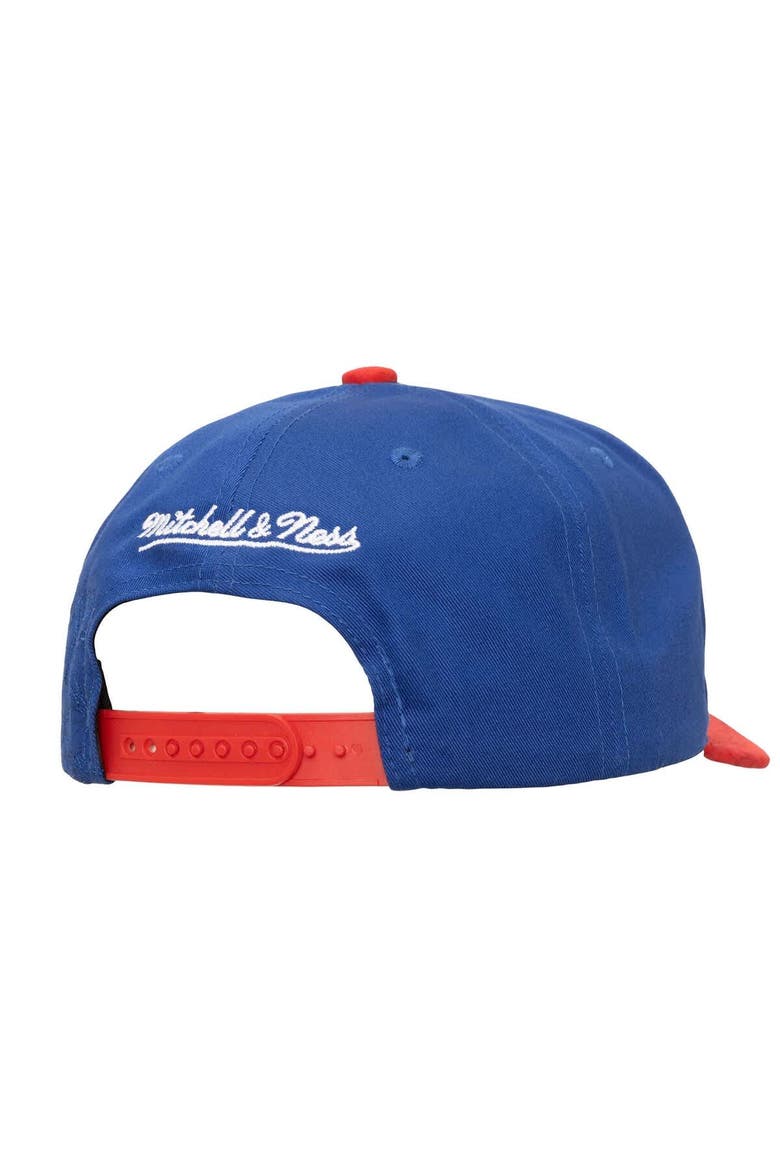 Men's Mitchell & Ness  Blue/Red Philadelphia 76ers May Flowers Adjustable Hat, Alternate, color, Blue
