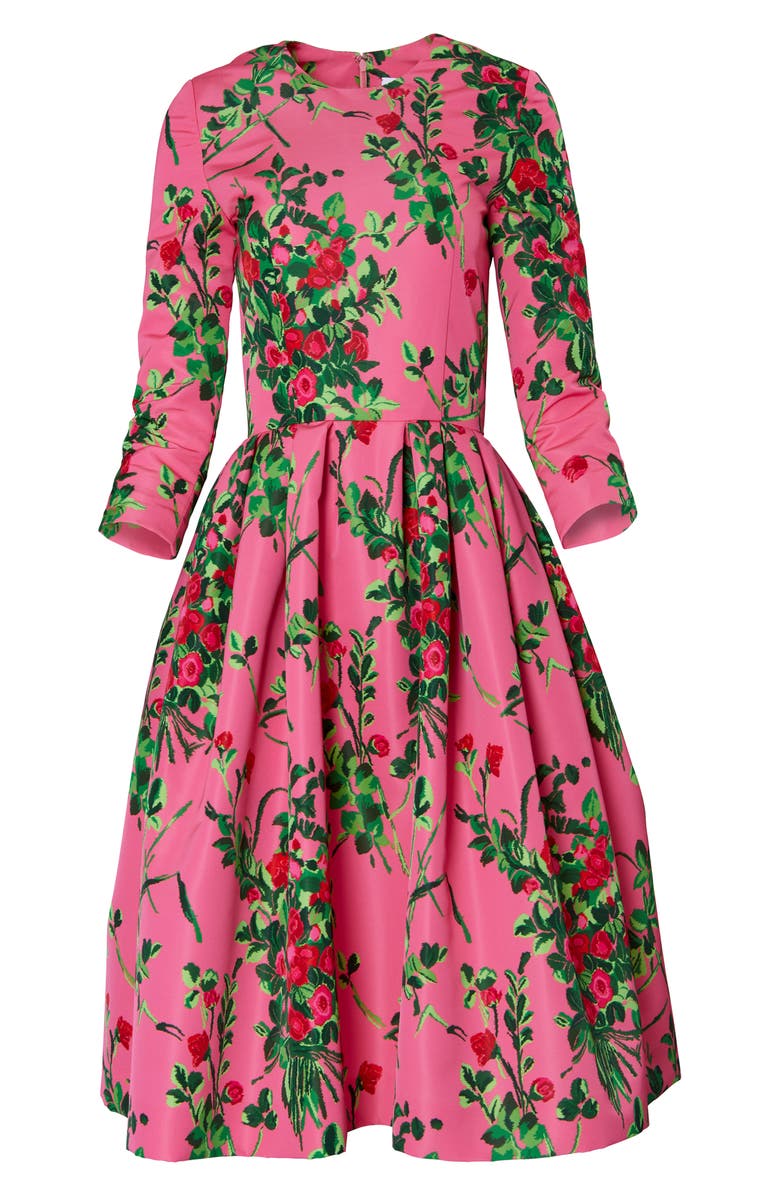 Carolina Herrera Tea Rose Fit & Flare Dress, Alternate, color,