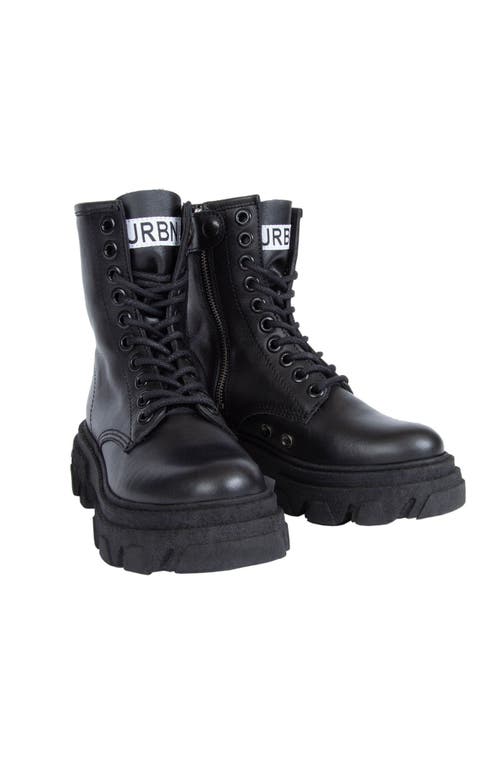 Urbnkicks Black Leather Combat Boots By In Black