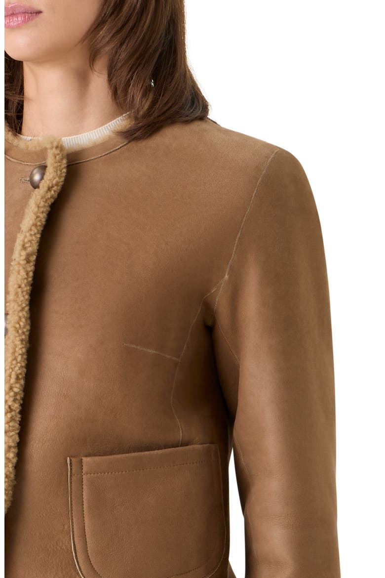 Boxy Genuine Shearling Jacket, Alternate, color, BEIGE