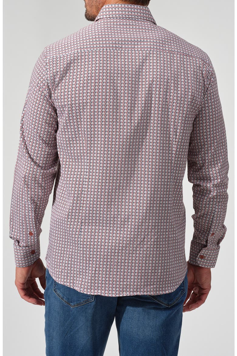 Geometric Stretch Button-Down Shirt, Alternate, color, BURGUNDY