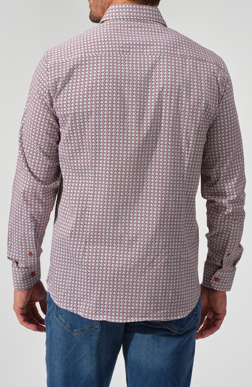 Studio Garnet Los Angeles Geometric Stretch Button-down Shirt In Burgundy