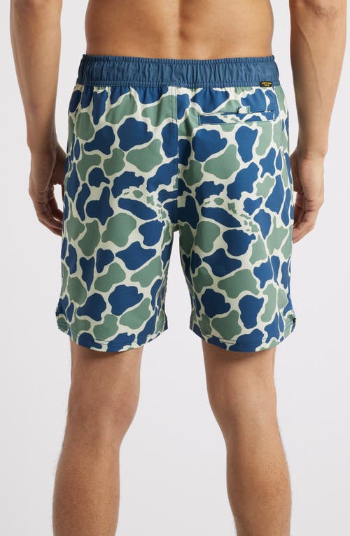 Florence Standard Issue Water Repellent Swim Trunks In Blue Camo