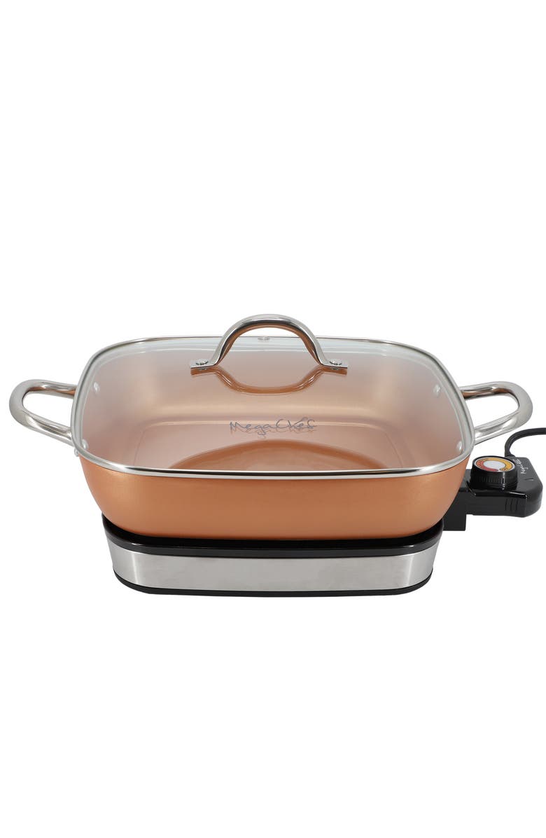 Megachef 11.81 Inch Electric Fry Pan with Copper Coating, Alternate, color, Black