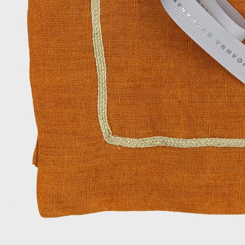 Joanna Buchanan Gold Trim Linen Dinner Napkins, Set Of Two In Brown