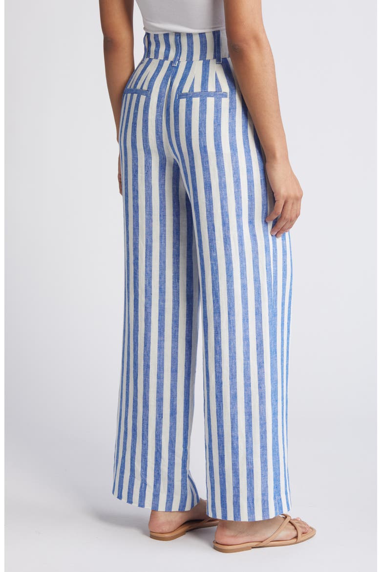 Westbourne Wide Leg Linen Trousers, Alternate, color, STRIPE