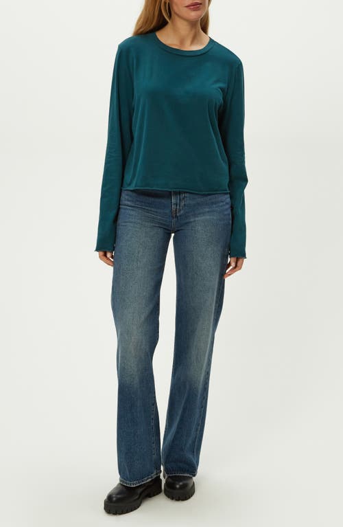 Michael Stars Aiko Rolled Edge Long Sleeve Cotton T-shirt In Blue