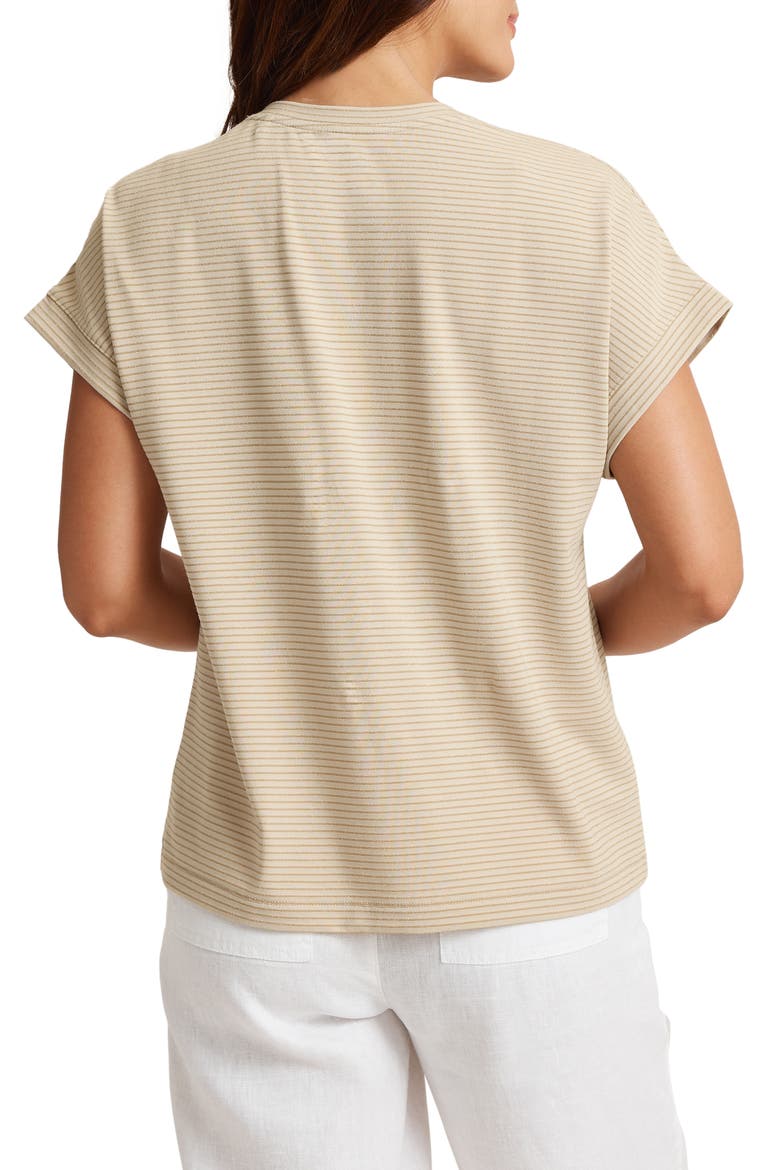 Kauai Lurex V-Neck T-Shirt, Alternate, color, PURE KHAKI