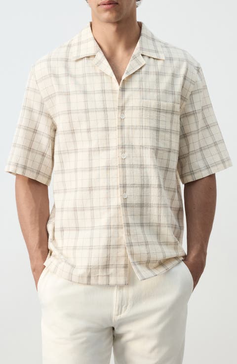 Plaid Short Sleeve Button-Up Shirt