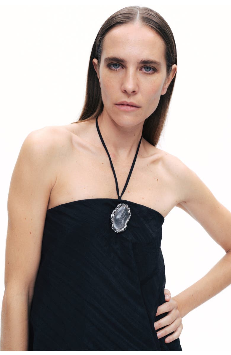 Nocturne Black Halter Neck Embellished Maxi Dress, Alternate, color,