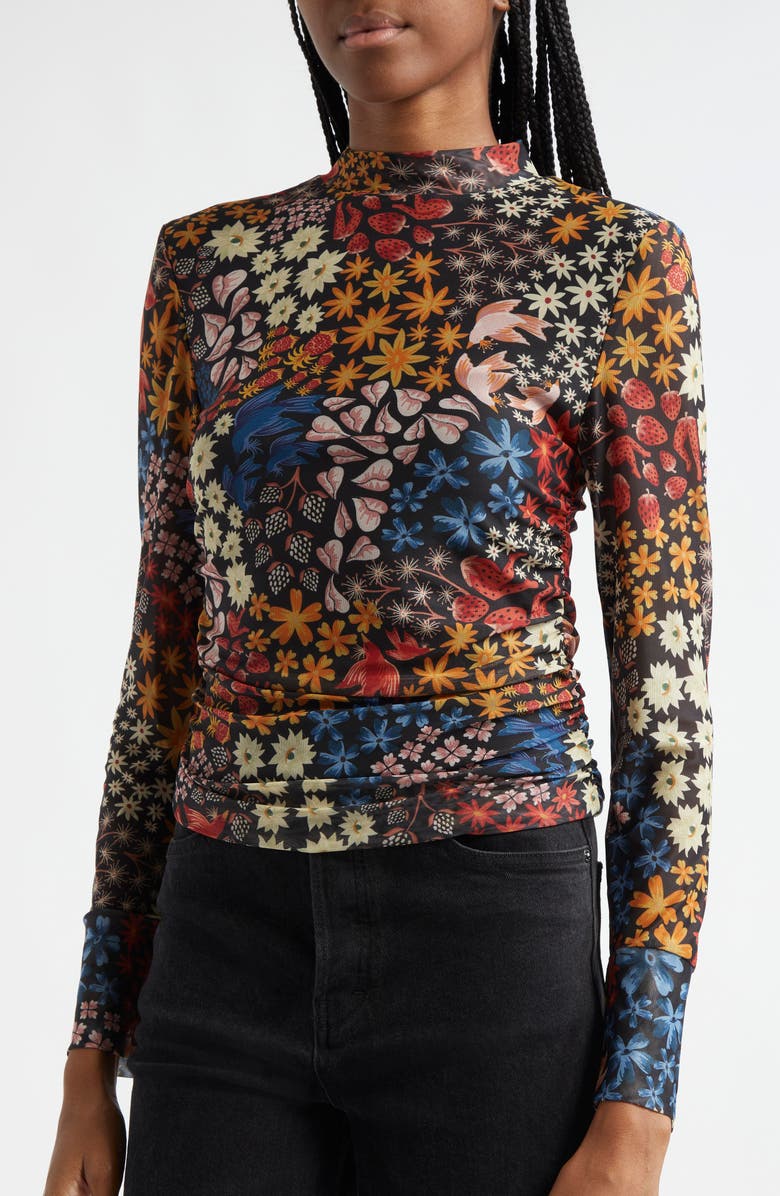 FARM Rio Jujus Garden Mesh Mock Neck Top, Alternate, color, 