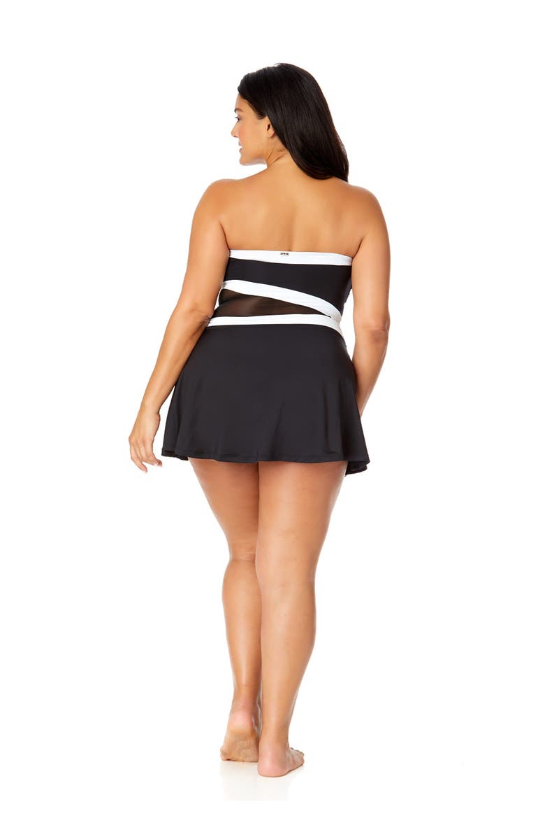 Anne Cole Plus Women's Plus Mesh Around Paneled Strapless Mesh Swim Dress, Alternate, color, Black