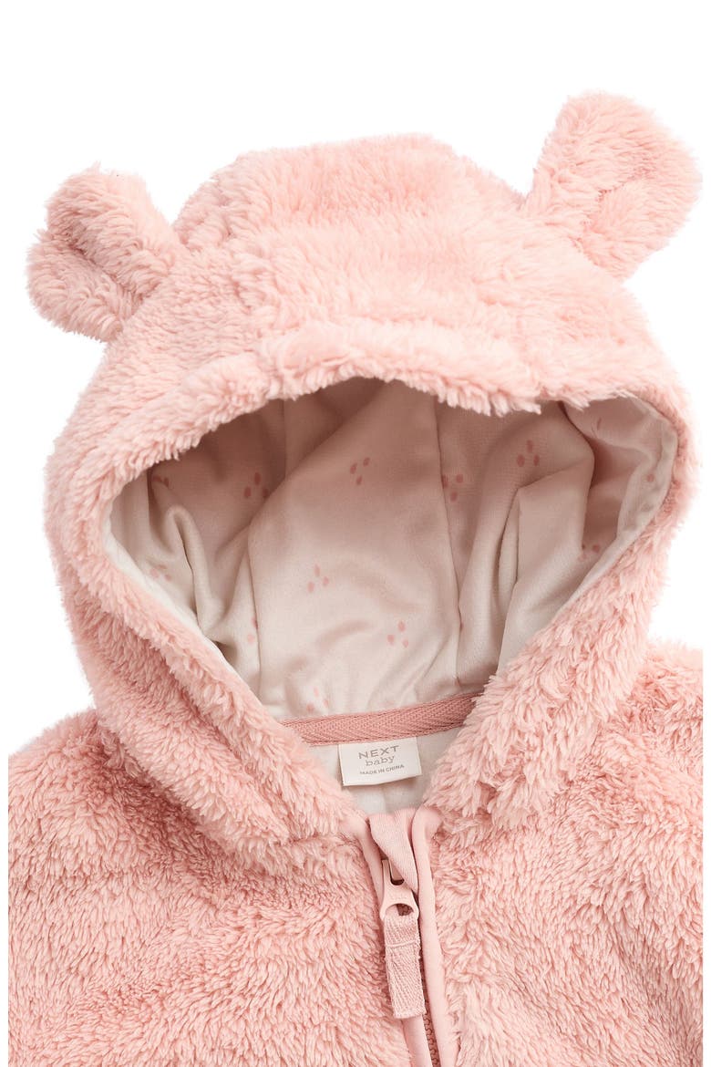 Zip Through Borg Fleece Hoodie, Alternate, color, PINK